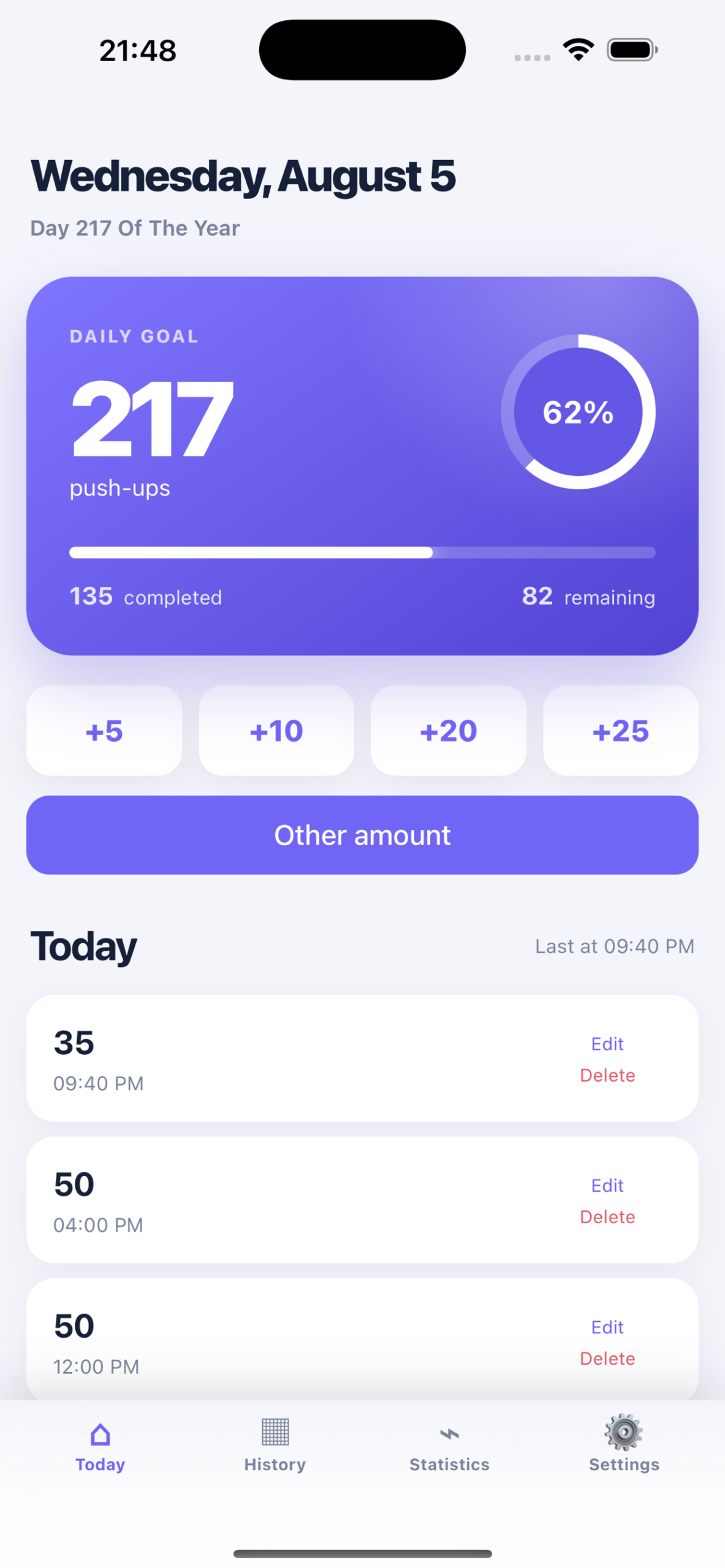 DayPush daily push-up tracker application